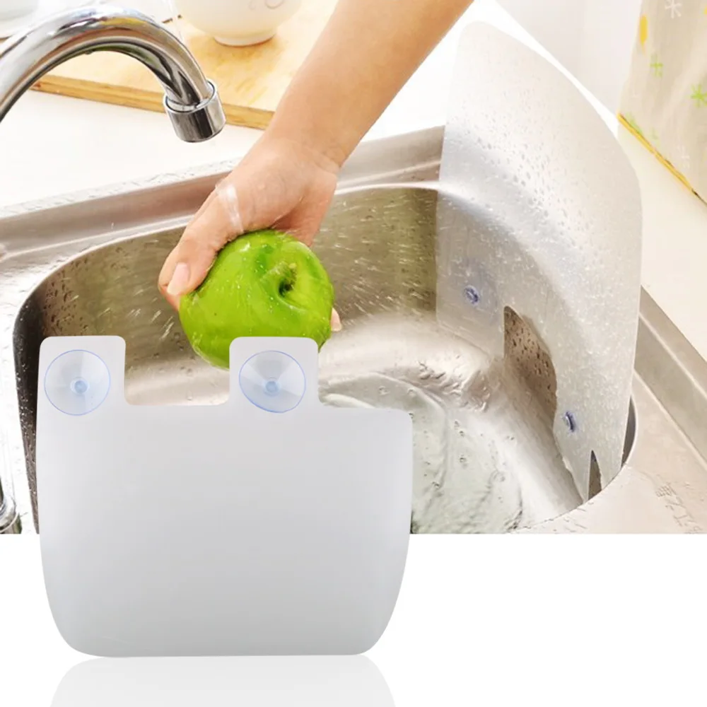 

Sink Water Splash Baffle Cooking Oil Splash Proof Plates With Attached Sucker Translucent Bathroom Accessories Kitchen Organizer