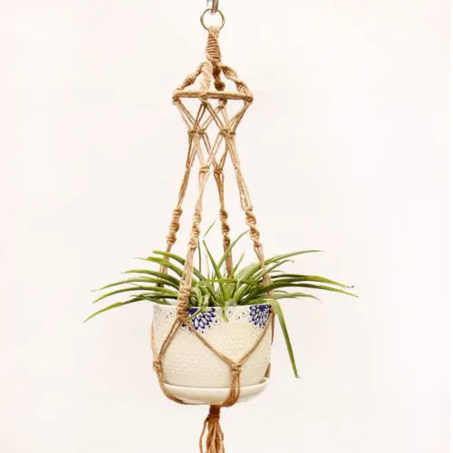 Garden Decoration Flowerpot Hanging Rope Basket Handcrafted Braided Hanger Pot Hemp Rope Flower Pots For Garden Green Plant