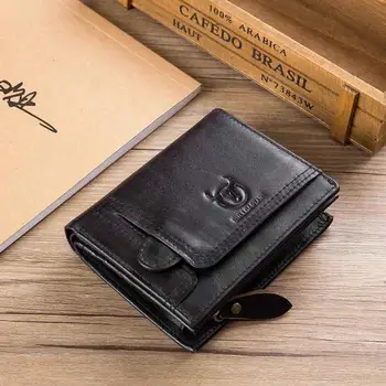 

BULLCAPTAIN Men Wallet Cowhide Coin Purse Bag for Male Brand Designer Clutch Leather Card Money Bag Holder Man Wallets Purse New