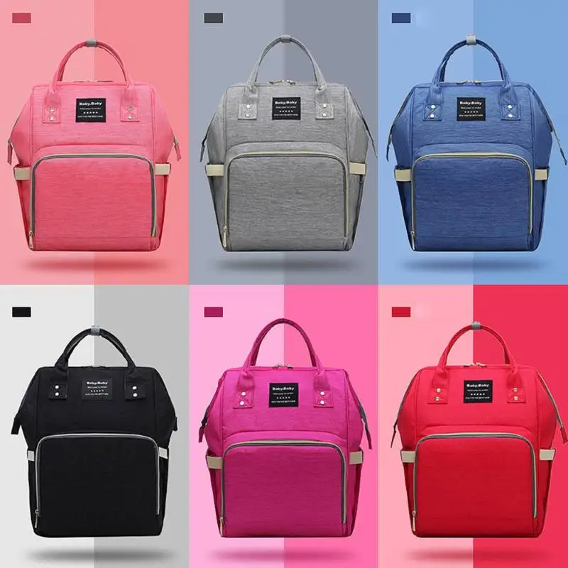 

Waterproof Mummy Bag Large Capacity Solid Handbag Baby Nappy Nursing Bags Mummy Diaper Bag Travel Backpack for Baby Care