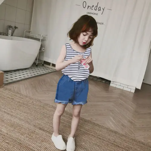 Emmababy/Одежда для маленьких девочек футболка в полоску + шорты комплекты одежды из 2