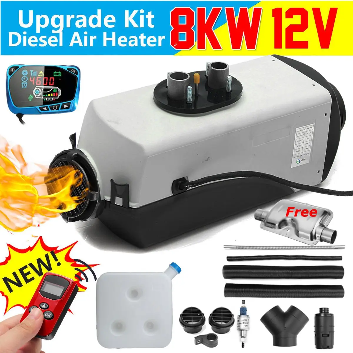 

8000W Air diesels Heater 8KW 12V Car Heater For Trucks Motor-Homes Boats Bus +LCD Monitor Switch +Remote Control + Silencer