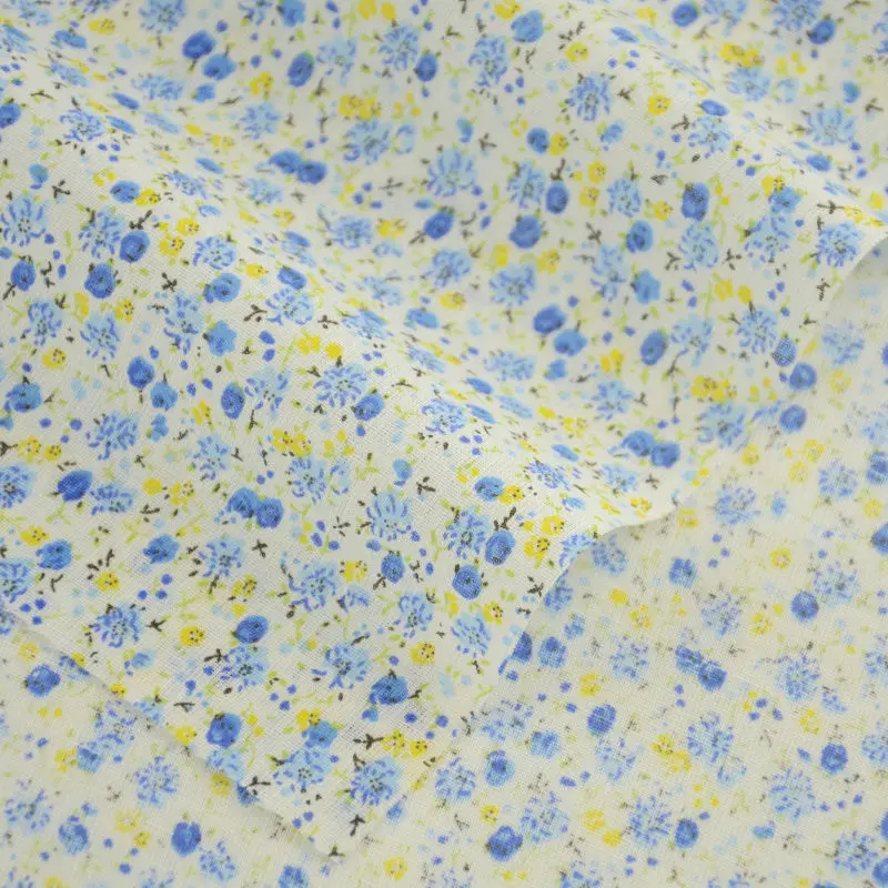 Cotton Fabric Fat Quarter Light Blue Printed Sewing Craft Lovely Floral Designs for Doll's DIY Dress Clothes Tecido CM Patchwork|fat
