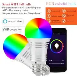 Новый E27 E14 wifi-патрон, умный свет лампы, затемнения, Multicolor, пробуждения, RGB светодиодный, Совместимость с Alexa и Google помощник