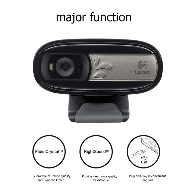 

Logitech C170 HD Webcam Fluid Crystal Video Call 5MP CMOS Auto Focus USB Web Camera with Mic for notebook, LCD monitor