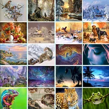Полный Круглый 3D diy алмазная живопись Бесплатный Набор для вышивки крестиком Мозаика вышивка крестиком животные пейзаж Картина домашний Декор подарок