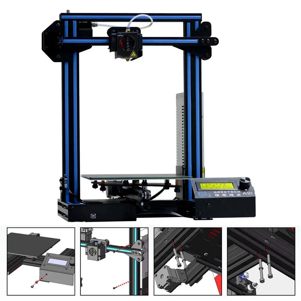 Geeetech A10 алюминиевый I3 3d принтер 220*220*260 мм размер печати быстрая сборка Поддержка дистанционного управления ЖК-дисплей 3D прин