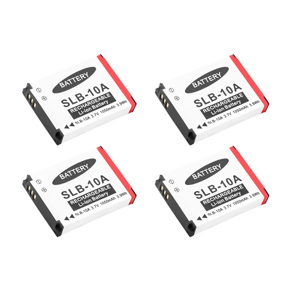 4-Pack Литий-ионный аккумулятор SLB-10A и USB зарядное устройство для samsung WB150F WB200F WB250F WB350F цифровых камер