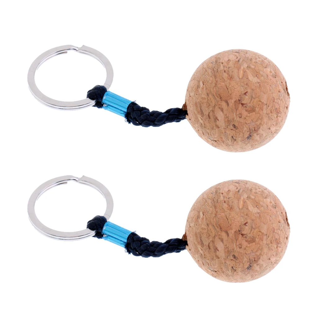 

2 Pieces Boat Marine Kayak Canoe Key Float / Floating Keyring Key Ring / Floatable Keychain Key Chain Buoyant Cork Ball - 35mm
