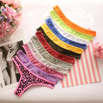 

0 Sexy thong Candy-colored Cotton Leopard Women's underwear 2019 spring summer new products Sweet Panties