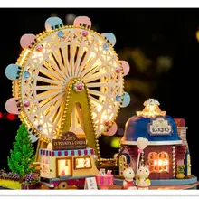 Рождественский миниатюрный креативный Кукольный дом с колесом обозрения ручной сборки для детей, игрушки, украшения, подарки, домашнее размещение