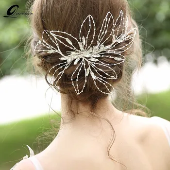 

Crystal Big Leaf Tiara Vintage Rhinestone Pageant Crowns Baroque Wedding Hair Accessories Women Hair Ornaments