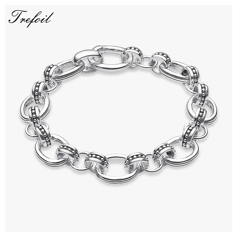 

Bracelet Dot Link Chain Cuff Spring Clasp, 2018 New 925 Sterling Silver Fashion Jewelry Trendy Gift for Men Boy Women Girls