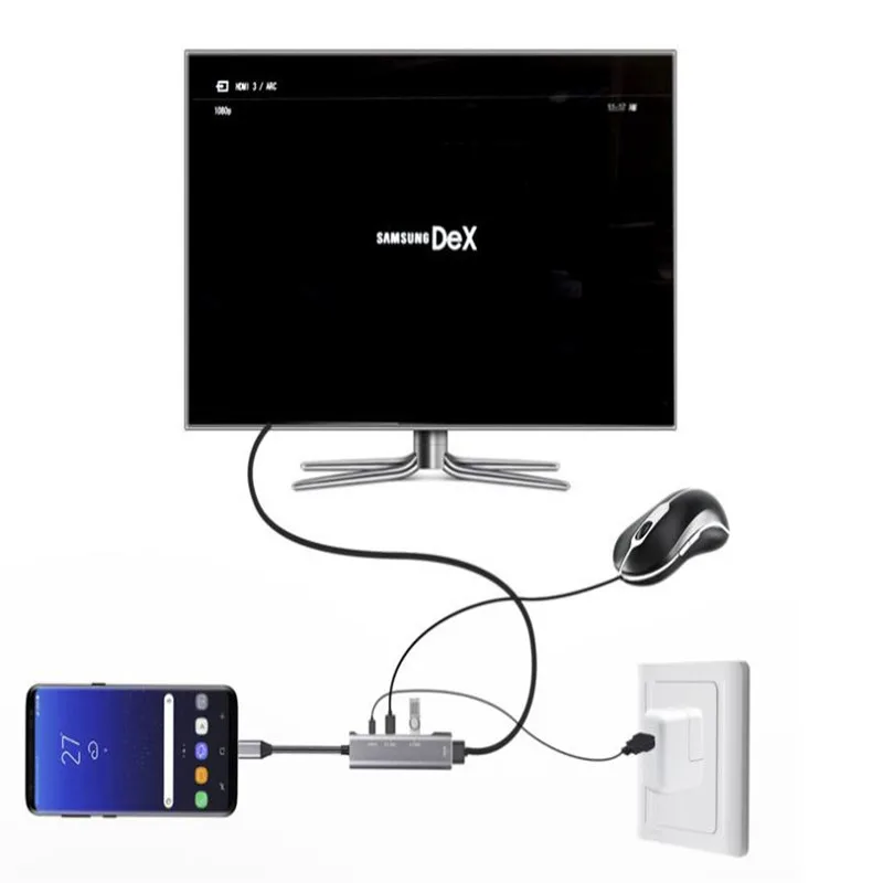 Док станция для ноутбука feed me Type c док USB3.0 конвертер 4k к HDMI PD концентратор MacBook