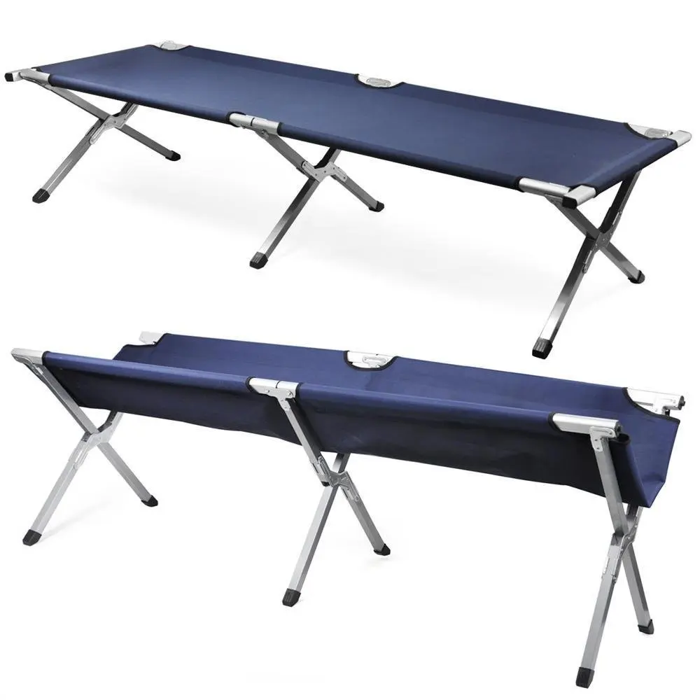  600D PVC Oxford Outdoor Portable Military Folding Camping Cot XL Bed with Carry Bag Hiking Fishing 