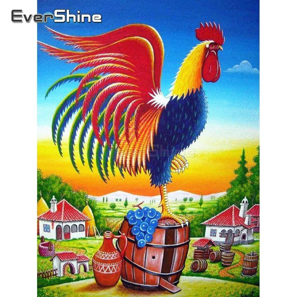 

EverShine 5D DIY Diamond Painting Full Square Cartoon Animals Diamond Embroidery Rhinestones Cock Diamond Mosaic Home Decoration