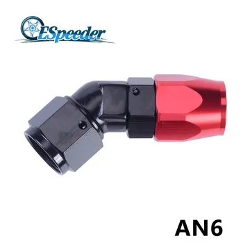 

ESPEEDER AN6 0 45 90 Degree Fuel Hose Enforced Fittings Aluminum Alloy Hose End Oil Cooler Fitting Adapter Engine Part Black-red