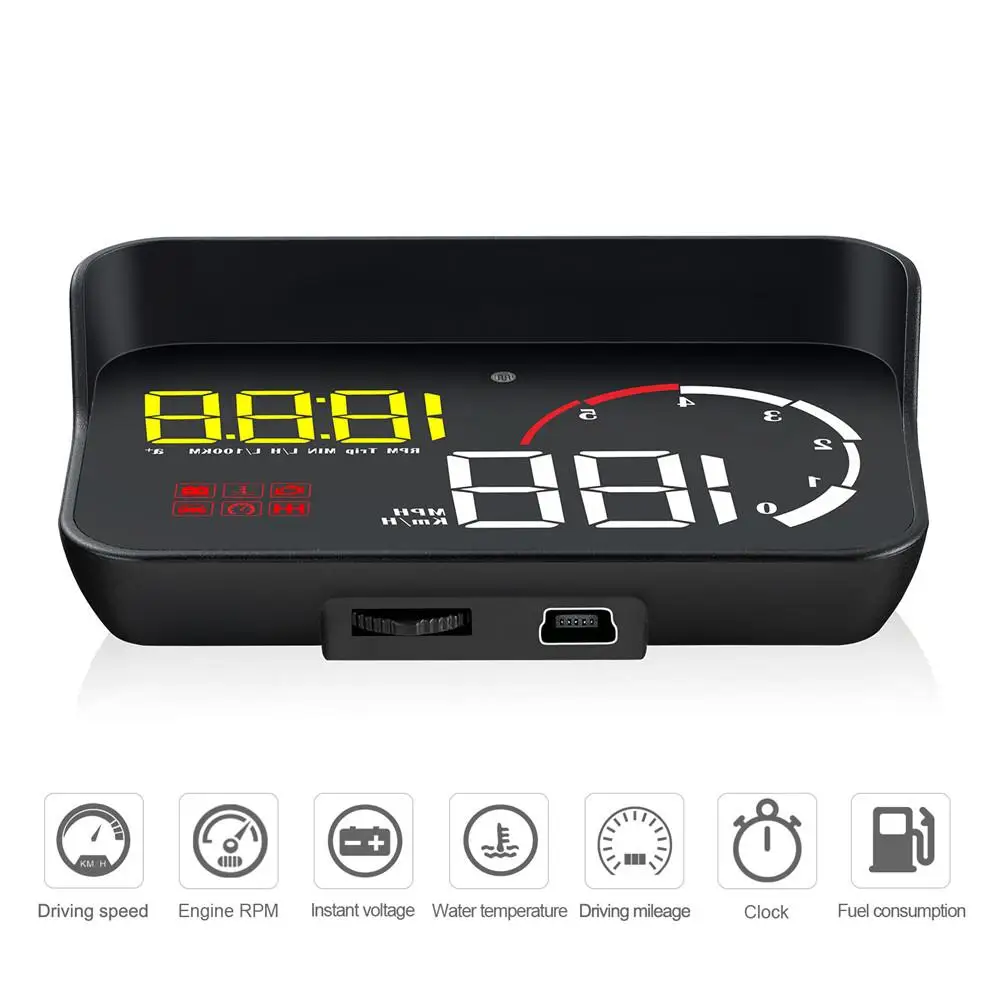 M10 автомобиль OBD2 HUD Дисплей Цифровой спидометр лобовое стекло проектор