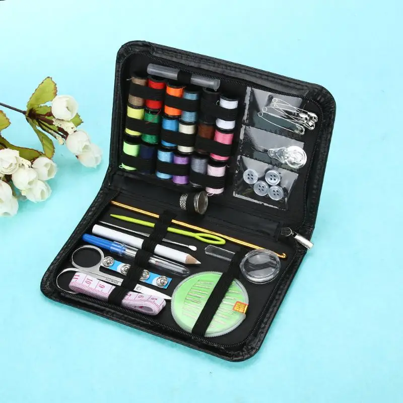 

58Pcs Sewing Box Kit Set Black Multi-function Quilting Stitching Hand Sewing Storage Organizer Sewing Tool Suppliers Accessories