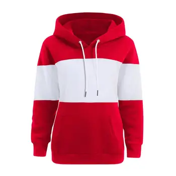 

Autumn Winter Fashion Womens Hoodies Sweatshirt Color Patchwork Women Hoodies And Pullovers Moleton Feminino SJ802X