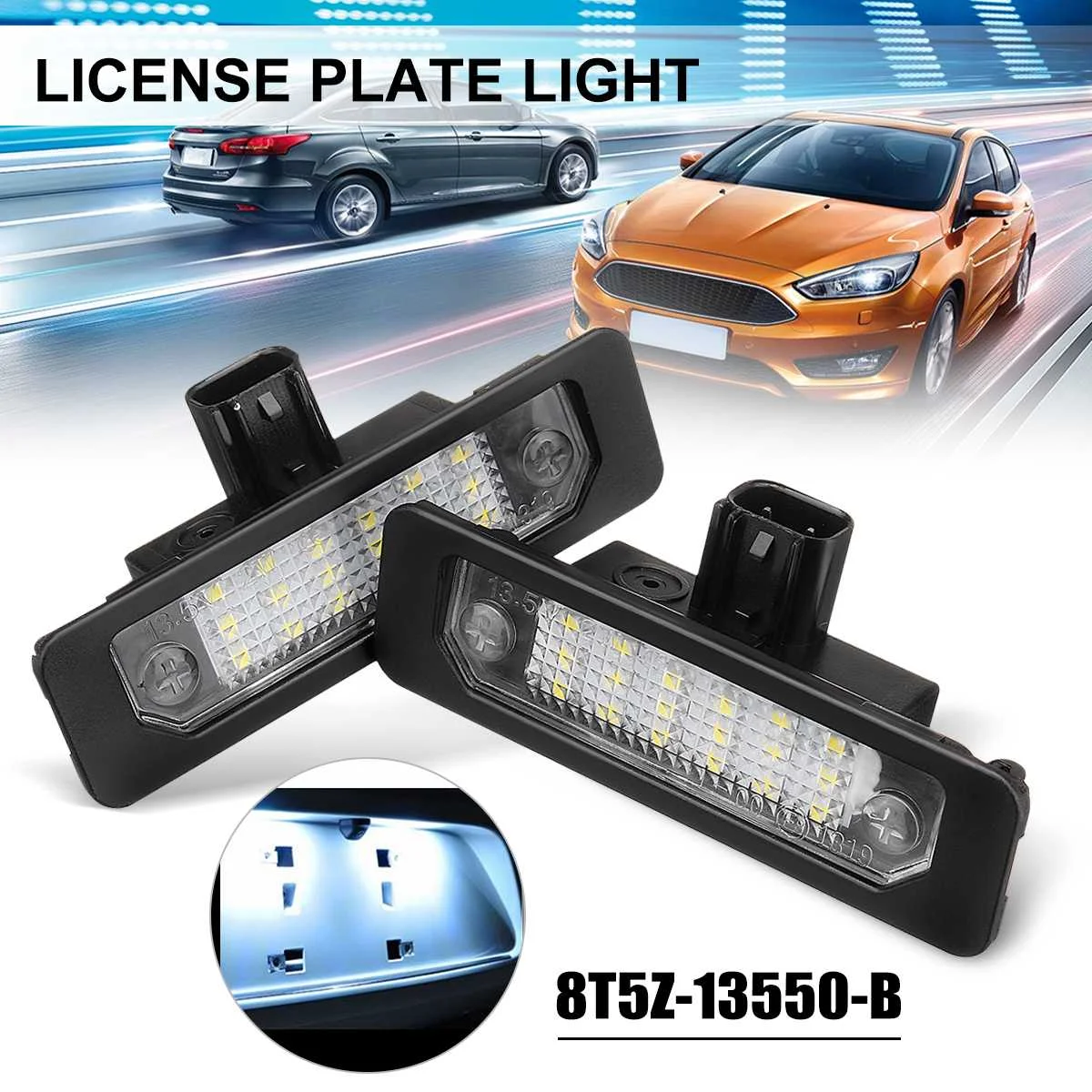 Car Led License Plate Light Lamp Assembly Left LH & Right RH For Ford