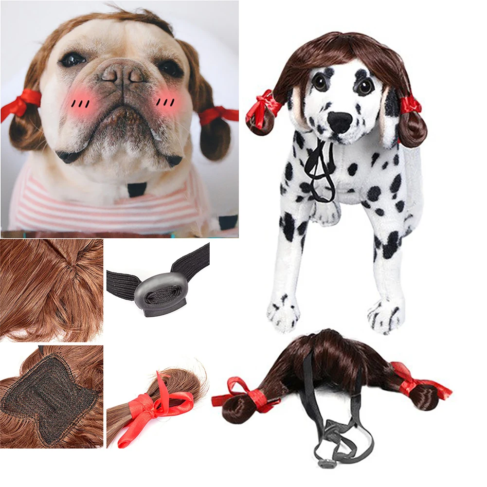 

1 Pc Pet Wigs for Dogs Cats Costume Accessories Funny Cosplay for Large Medium Small Pets(Braid Wig)