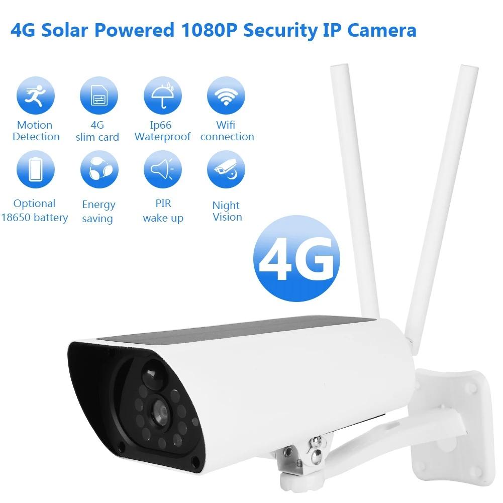 

4G Solar Powered 1080P IP Camera Outdoor Waterproof CCTV Night Vision Security Camera