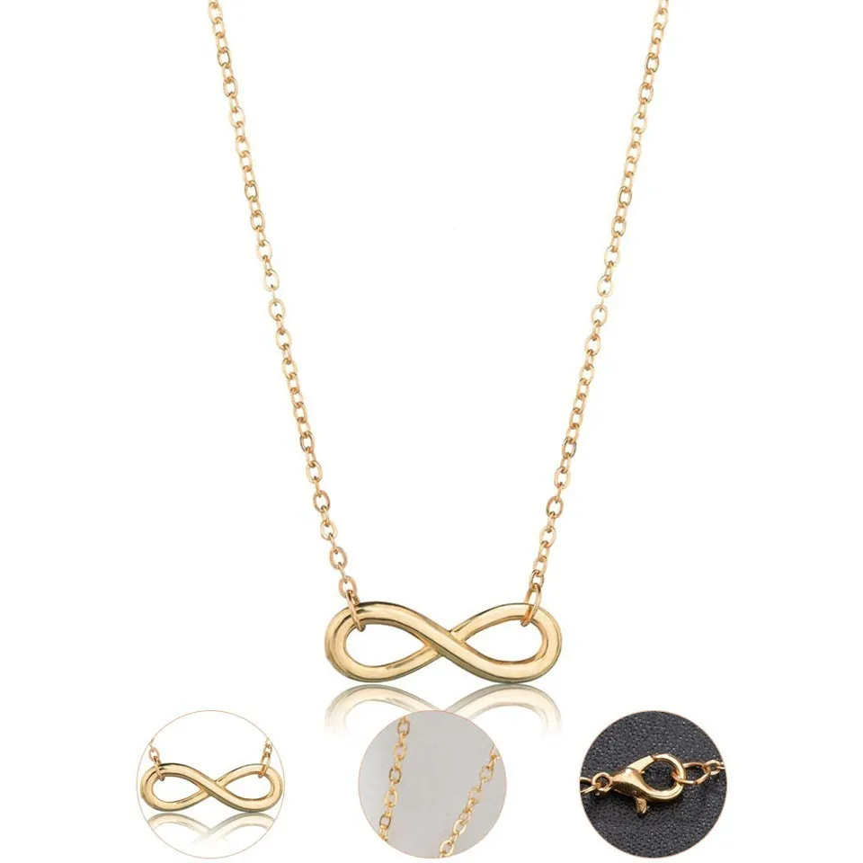 

Fashion Women Pendant And Necklace Korean Style 8 Number Gold And Silver Charm Handmade European Style Wedding Jewelry