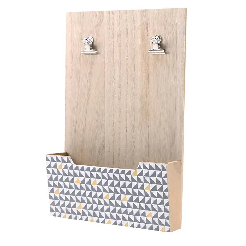 1pc Wooden Wall mounted Nordic Folating Shelf Clipboard Rack for Living