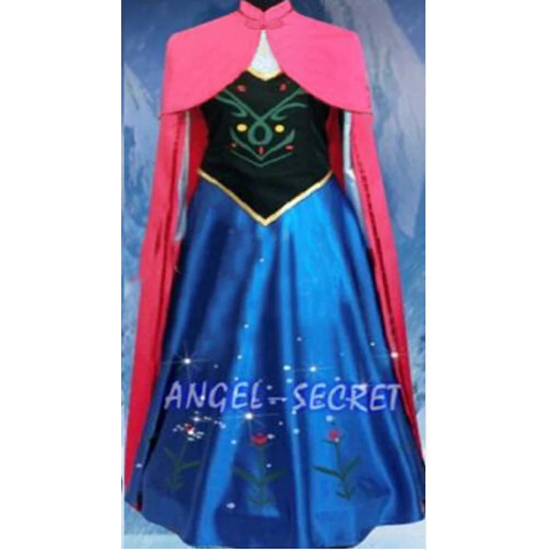 New Princess Anna Made Cosplay Costume For Adult Women With Cloak Coronation Dress Drop Shipping