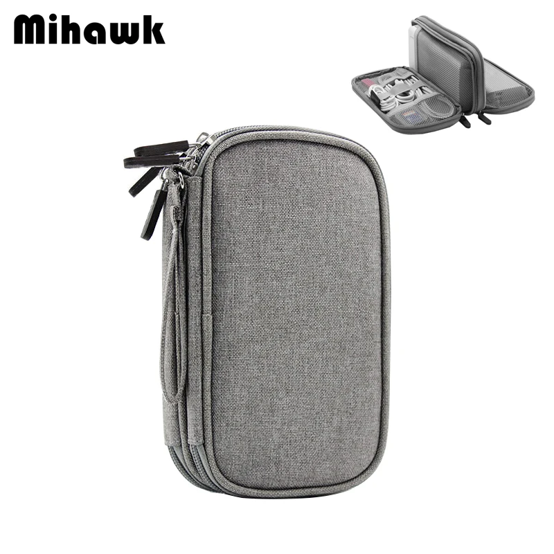 

Mihawk Travel Digital Cable Bag Portable Mobile Power Multifunction Zipper Pack Earphones Double Layer Gadget Pouch Accessories