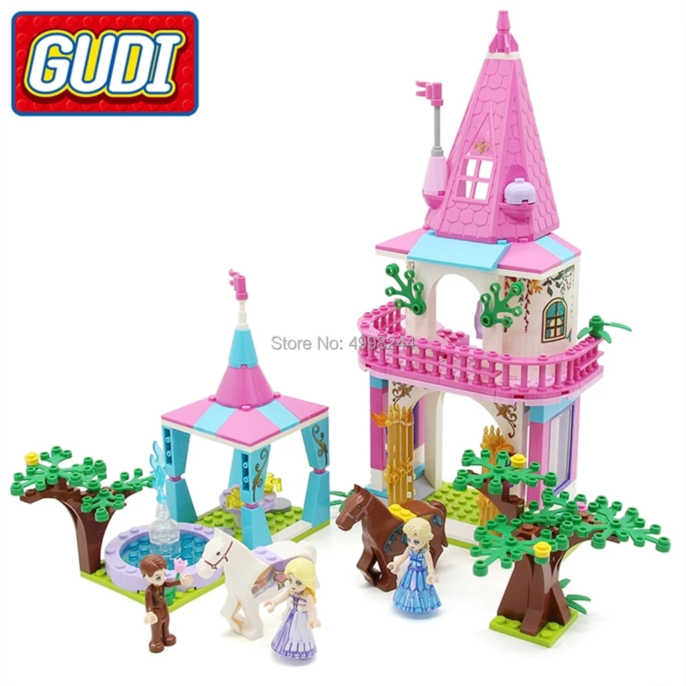 

Gudi 9012 274pcs Alice Girl Friends Princess Fountain Equestrian Training Building Blocks Bricks Toy