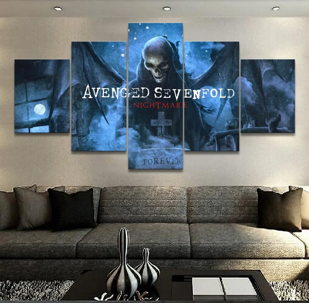 

Home Decorative Modular Picture Canvas Painting 5 Piece Music Avenged Sevenfold Poster Wall Art For Living Room Modern Artwork