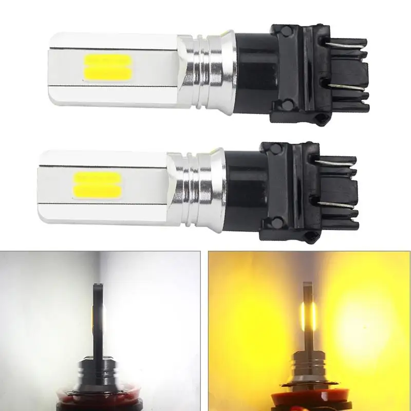 

30W T25 3157 Cob Two-Color Car Brake Headlight Fog Light Led Turn Signal Fash Light White + Yellow