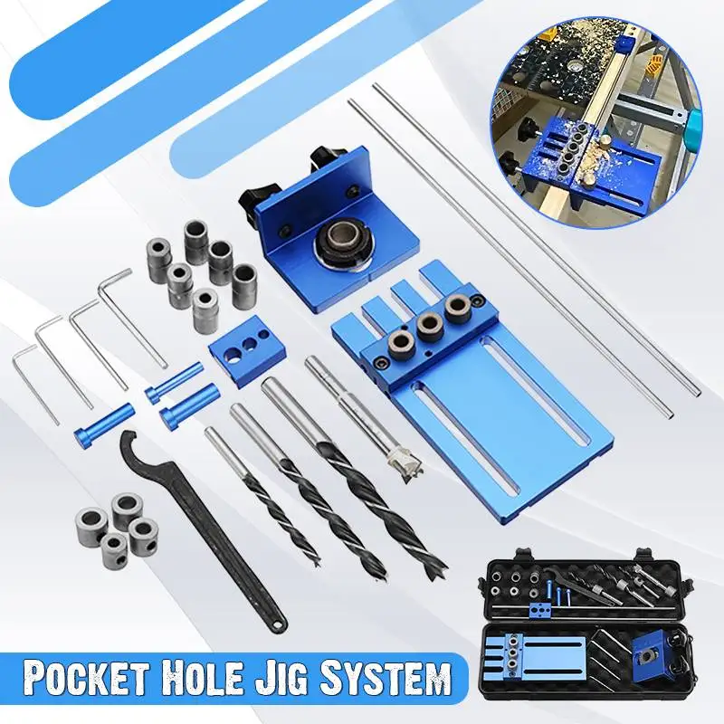 

Aluminum Alloy Dowelling Jig Set 3 in 1 Wood Dowel Drilling Positioner Jig Hole Puncher Woodworking Tools Carpentry Tools Kit