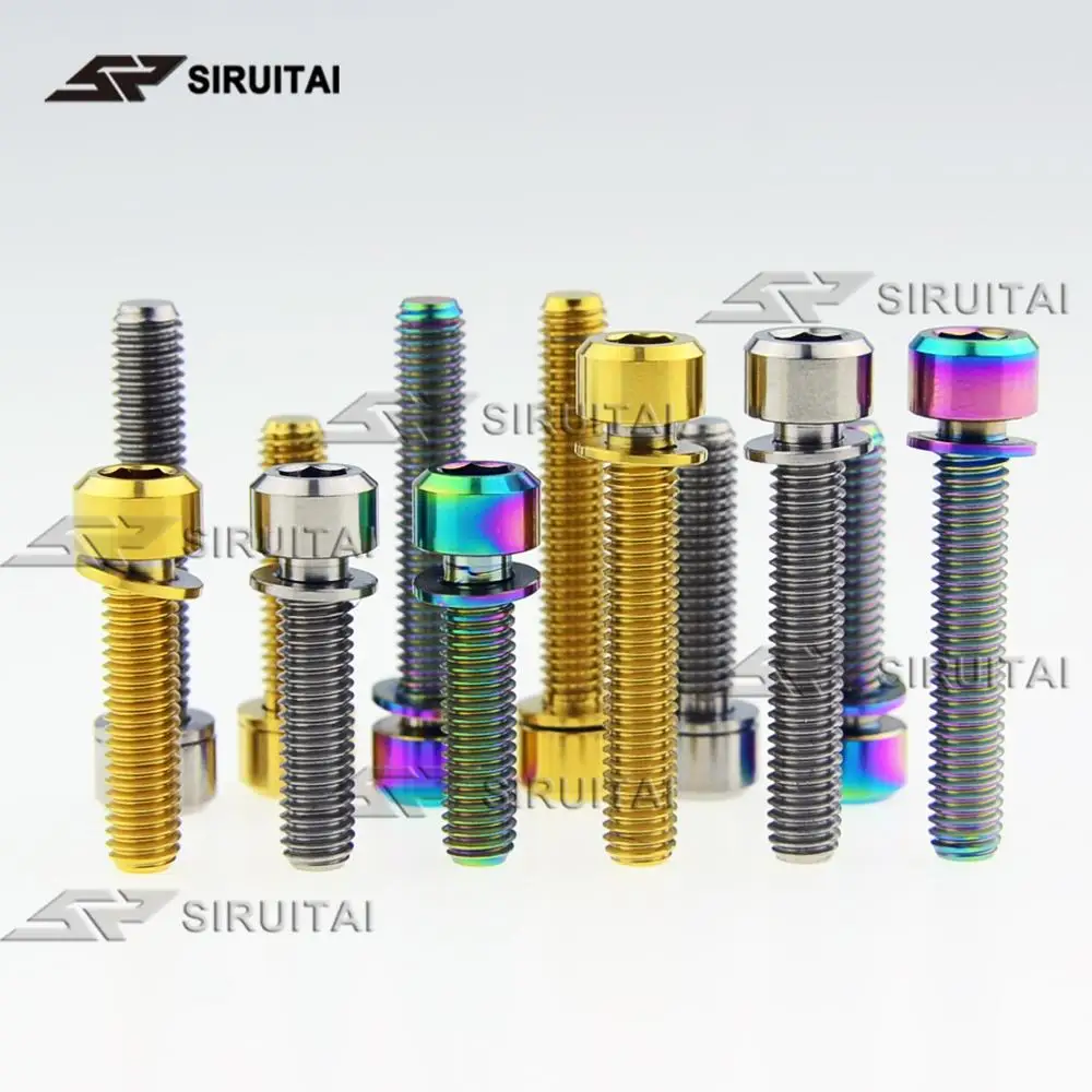 

Titanium alloy screws GR5 material M6X16/18/20/25/30mm cylindrical head washers screws fixed screws for bicycles