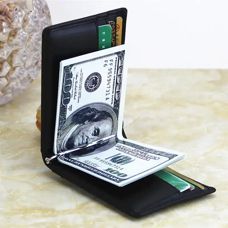 Креативный короткий тонкий кошелек с зажимом для денег, мужской бизнес-кошелек, футляры для кредитных карт, модный короткий Мужской кошелек из натуральной кожи