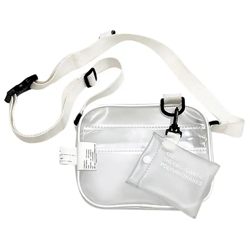 Causual PVC شفافة واضحة امرأة Crossbody أكياس حقيبة كتف حقيبة يد أكياس الهاتف مع حامل بطاقة صغيرة هلام واسعة الأشرطة رفرف