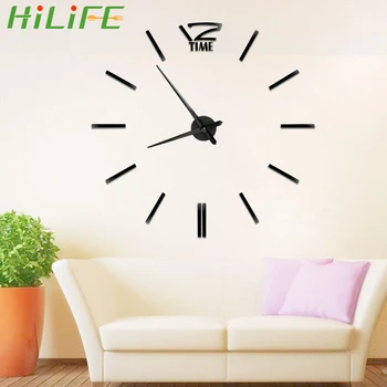 

HILIFE Art Living Room Home Decoration Modern Quartz Watch Clocks New Gift 3D Big Wall Clock Fashion Diy Acrylic Mirror Stickers