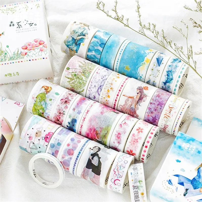 

8PCS Colorful Foil Kawaii Washi Tape Scrapbooking Masking Tape Set Stickers Diary DIY Decoration School Office Stationery 024033