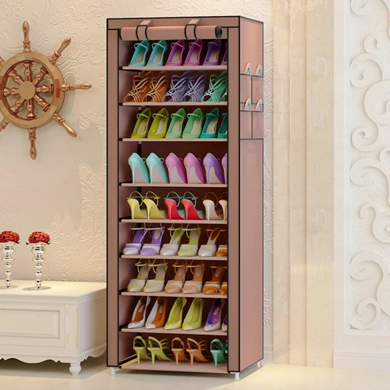 9 Grid Metal Oxford Shoe Cabinet Dust-proof Organizer Rack Multifunction Home Cupboard Minimalist Modern Furniture Entrance Hall