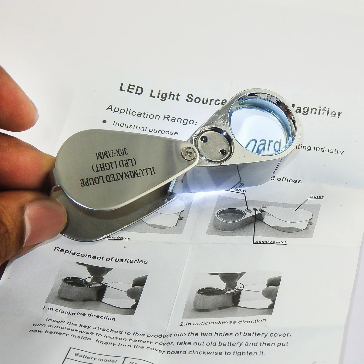 30X LED Ювелирная Лупа увеличительное мини складное карманное Стекло ювелирные