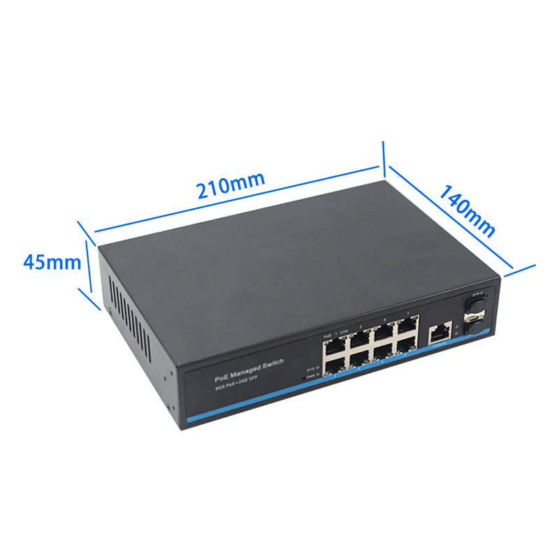 Веб Управление POE 24V & 48V источник питания волоконный коммутатор 1000M 8 порт + 2 порта