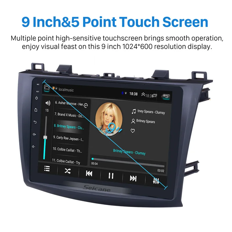 Цена Seicane 9 дюймов Android 8,1 Автомагнитола для 2009 2010 2011 2012 MAZDA 3 gps Navi Wifi 3g мультимедийный плеер головное устройство авто стерео