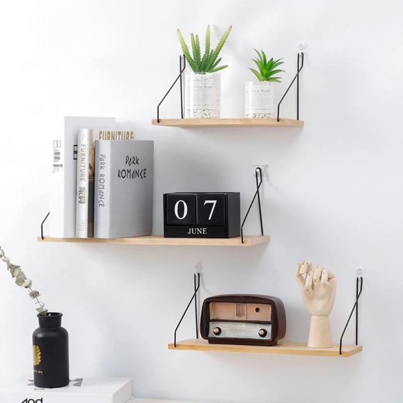 Home Living Room Decor Nordic Wooden Wall Shelf Iron Partition Board Bedroom Tv Wall Hanging Shelf Rack Holder Storage Storage Holders Racks Aliexpress