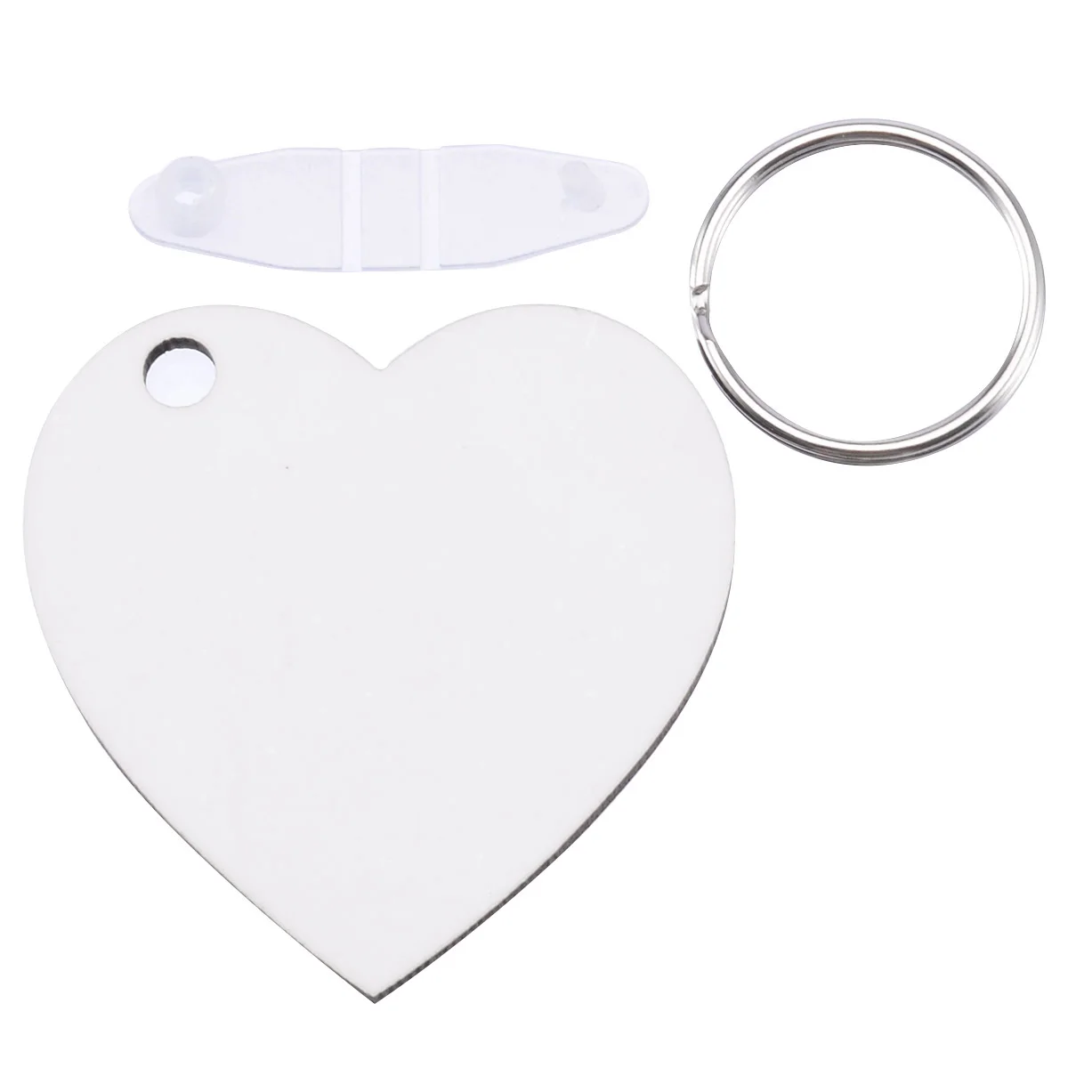 

10pcs New Heart Blank Board Sublimation Printing Keyrings for Heat Press Machine MDF Key Rings 50*50mm