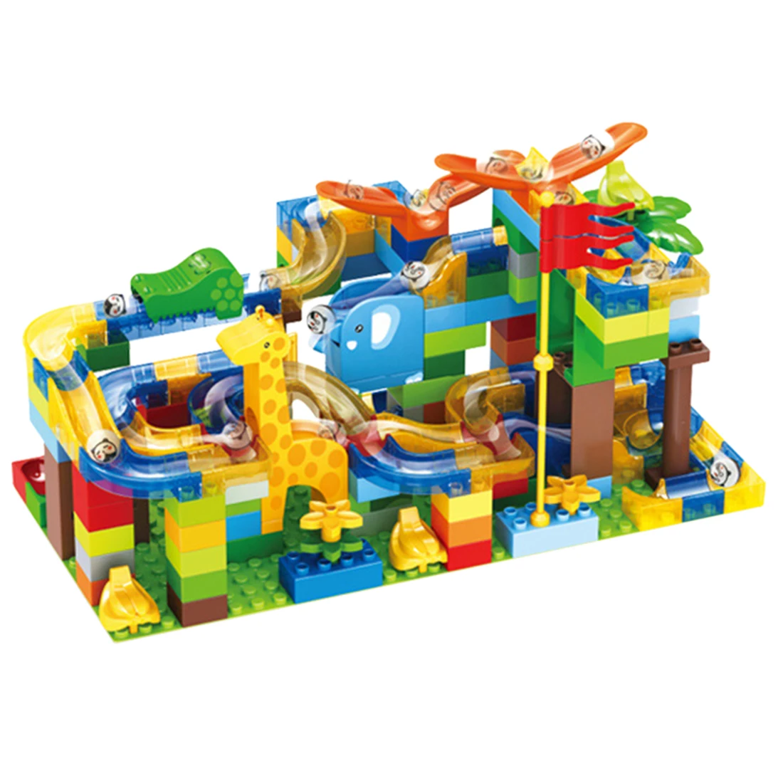 

Hot 168Pcs Set DIY Marble Run Track Building Blocks Construction Toys Kids Maze Ball Roll Toys Christmas Gift For Children Kids