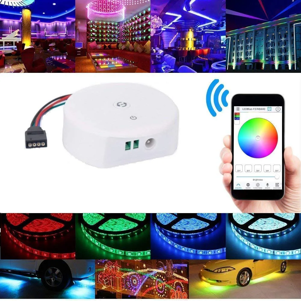 RGB светодио дный светодиодный контроллер, Bluetooth RGB/RGBW светодиодные полосы света контроллер DC 12-В 24 в мини-контроллер для iOS или Android