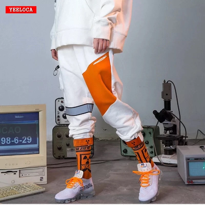 

2018 winter hip hop sports casual stitching suit sweatpants 3M reflective fashion xxxtentacion modis Men's sweatshirt hoodie