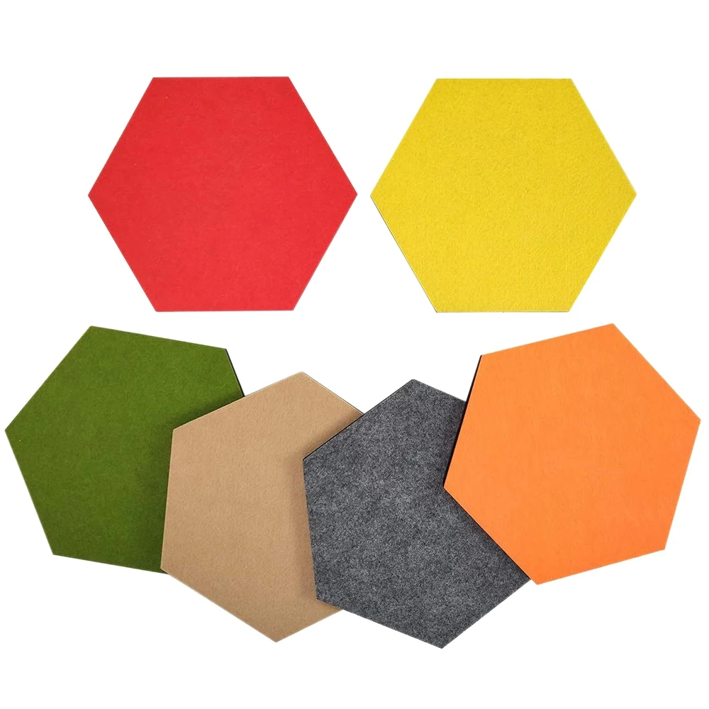 

6 Colors Direct Hexagon Felt Bulletin Pin Board Cork Board Tiles Self Adhesive Wall Decor For Photos Memos Display(7x6.1x0.32